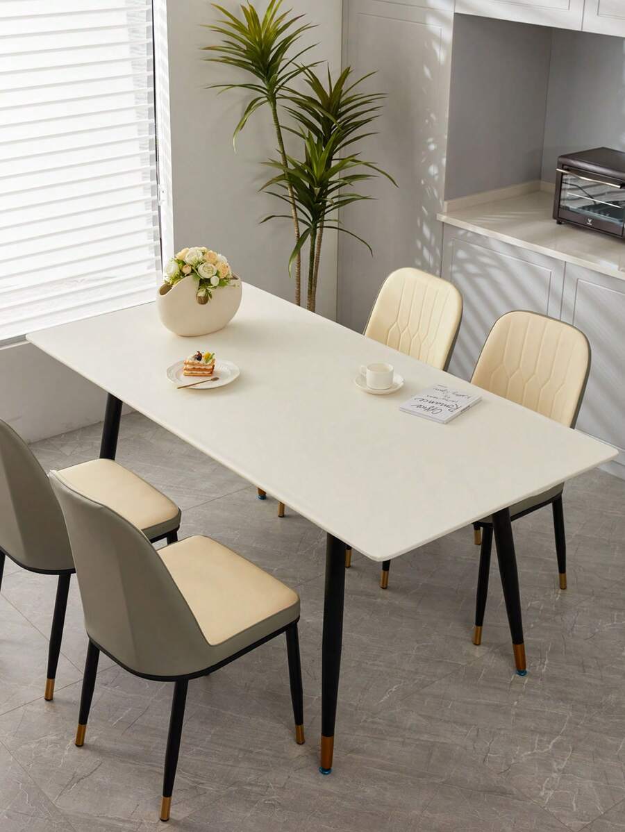 1pc Waterproof Tablecloth, Solid Color, Lightweight Luxury, Oil-Proof, Suitable For Dining Table, Coffee Table, Desk, Dust-Proof, Washable, White - White - View 1