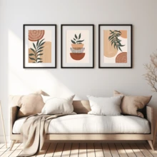 3入組30x40cm波西米亞風格熱帶植物裝飾畫,不含框架,適用於客廳和臥室牆藝裝飾