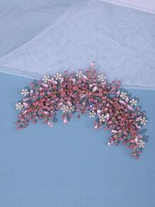 1 件女士优雅水钻头带手工奢华发饰适合派对、婚礼、新娘、公主、生日礼物皇家头饰情人节 - 淡紫色 - 查看 4