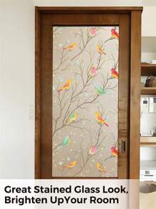 1roll Window Privacy Film Stained Glass Window Film Non-Adhesive Static Cling Glass Film Decorative Frosted Glass Window Film Window Heat Blocker Heat Control For Home - Multicolor - View 3