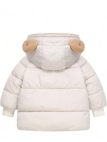 Young Boy Casual Hooded Thermal Lined Padded Coat - Beige - View 2