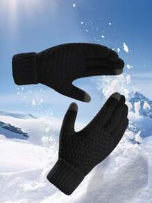 Model de ananas, imitație de cașmir, cu degetele întregi, tricotate cu ecran tactil, mănuși calde jacquard, schi și sporturi în aer liber, mănuși groase de pluș, tricotate de iarnă, potrivite pentru ciclism, motocicletă și schi, mănuși negre