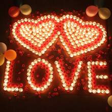 50pcs Red Heart-shaped Romantic Candle Set - Red - View 4