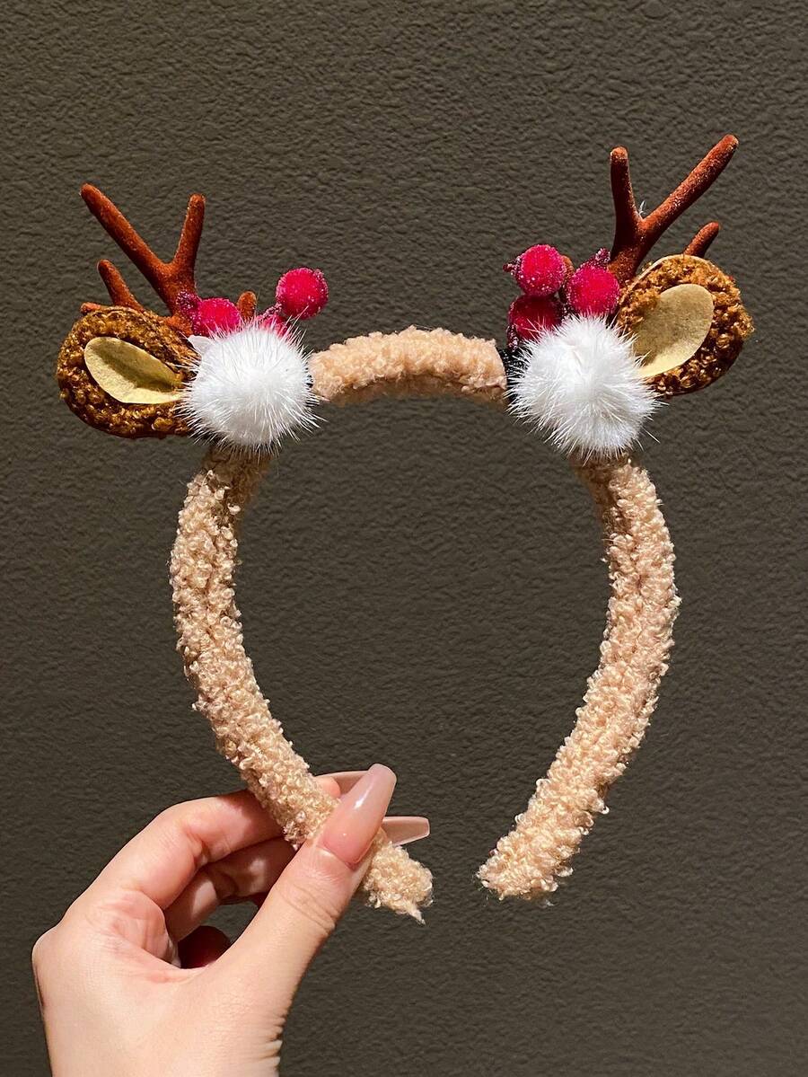 1個女式可愛又有趣的聖誕麋鹿鹿角頭箍