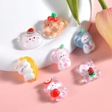 10入組隨機可愛卡通水果嬰兒熊平面吊飾,適用於diy相簿、髮夾飾品、手機殼工藝配件、手工珠寶製作 - 彩色 - 查看 4