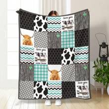 Manta de franela con estampado de vaca linda, manta suave y cálida para dormitar en el sofá, la cama de la oficina o durante camping y viajes - Multicolor - Ver 1