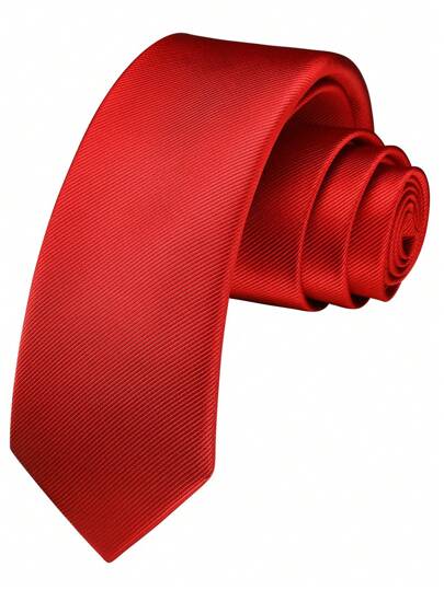 1pc Men's 6cm Wide Red Necktie, Fashionable Casual Skinny Tie For Wedding, Party Men Necktie