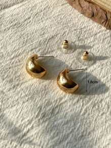1對水滴形耳環,獨特幾何設計,適合歐美時尚女性 - 金黃色 - 查看 3