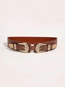 1 chiếc thắt lưng co giãn hai khóa khoét rỗng cổ điển dành cho nữ phong cách Boho Halloween mùa hè, trường học mùa thu, mùa thu, Halloween - màu nâu - Xem 1