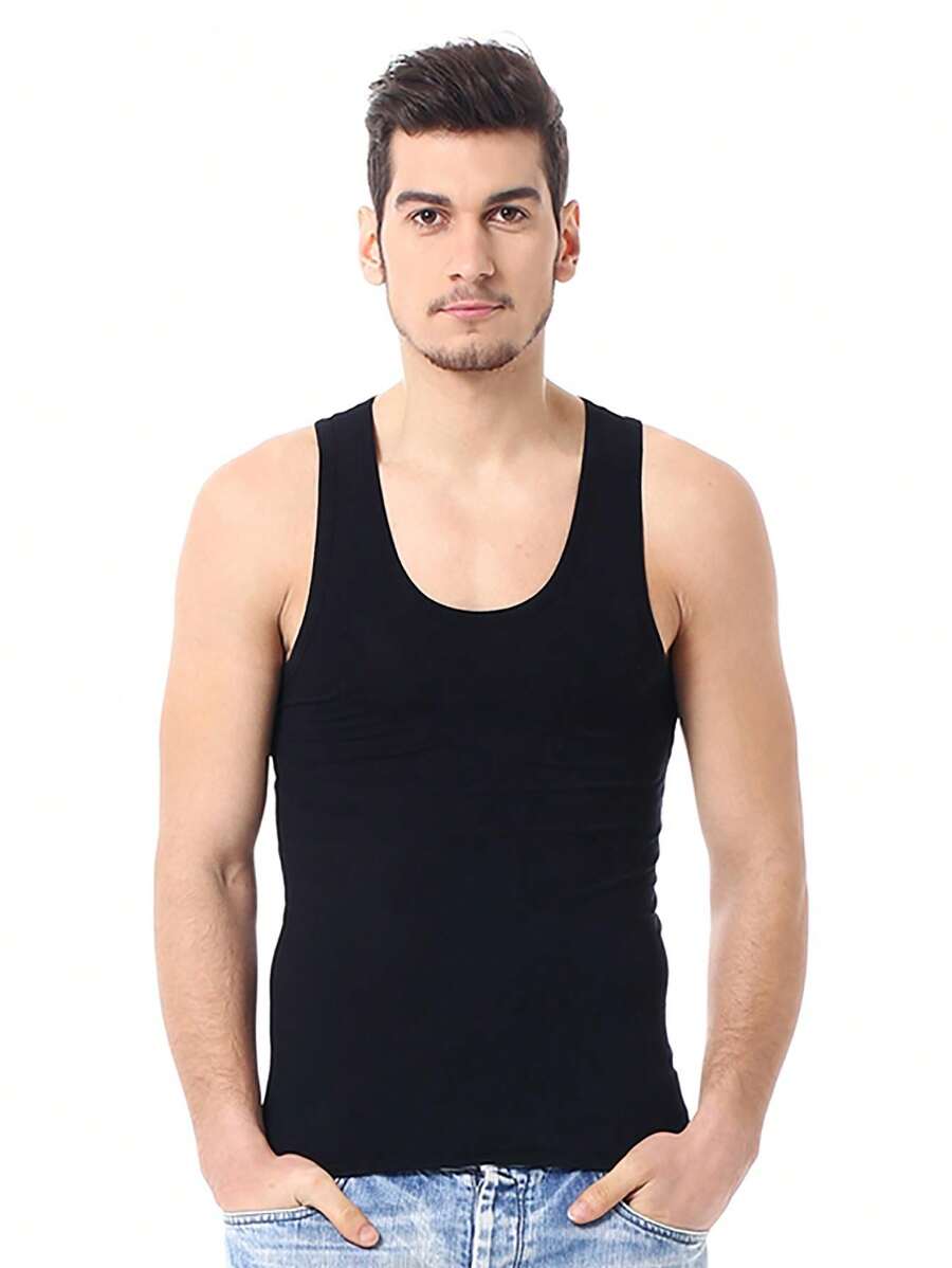 Men's Sports Tank Top, Youth Athletic Compression Sleeveless Undershirt For Gym Workout