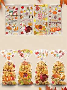 50 件/組四合一感恩節透明 Opp 糖果袋,適用於餅乾、餅乾、糖果、巧克力和其他食品和烘焙用品