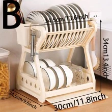 1pc Dishware Organizer - Beige - View 3