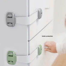 1 chiếc khóa nút kép đa năng bằng chất liệu ABS dùng trong gia đình, thích hợp cho tủ lạnh, ngăn kéo, tủ và tủ chén - màu xanh lá - Xem 2