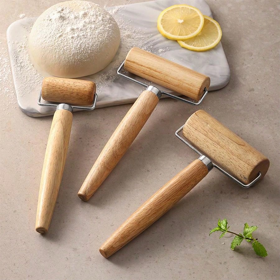 Rouleau À Pizza En Bois, Rouleau À Pâtisserie En Bois Anti-Adhésif Avec Manche En Bois De Hêtre