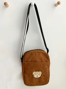 1入兒童郵差包,熊綿絨可愛肩背包,卡通男孩零錢包