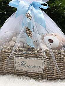 2件/套 10米 白色透明背景布，现代雪花纱户外派对装饰椅面装饰婚礼生日派对横幅 - 白色 - 查看 4