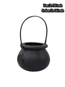 1 件大/小號附把手塑膠糖果罐,萬聖節道具,黑色女巫形狀兒童搗蛋桶