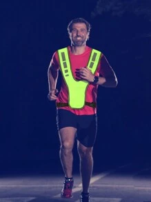 1pc Green Cycling Sports Reflective Vest - Green - View 1