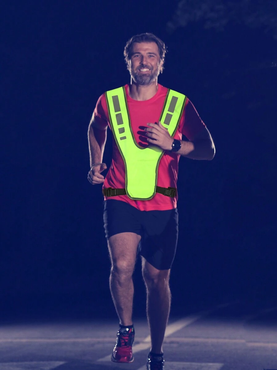 1pc Green Cycling Sports Reflective Vest - Green - View 1