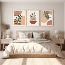 3入組40x50cm波西米亞風格熱帶植物裝飾畫,無框架,適用於客廳、臥室、牆壁藝術裝飾