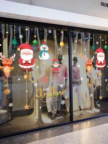 1片聖誕裝飾牆貼紙,適用於窗戶、玻璃、裝飾品、餐廳,聖誕快樂貼紙