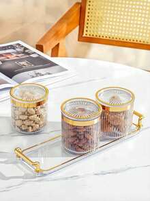 1pc Clear Tray And 3pcs Food Storage Containers Set, For Household - White - View 3
