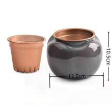 1pc Festive Creative Self Watering Plastic Flower Pot - Grey - View 2