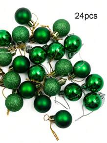 24 Cái/gói Quả Cầu Trang Trí Giáng Sinh 3cm/4cm/6cm Giáng Sinh Cho Cây Thông Noel Quả Cầu Treo Cho Trang Trí Tiệc Cưới Ngày Lễ, Giáng Sinh - màu xanh lá - Xem 3