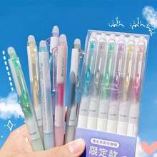 6pcs/set Galaxy Erasable Press Type Fluorescent & Glitter Gel Pens For Student Drawing, Artistic Drawing, Comic Design, Sketching, Line Tracing, And Paperwork Making - Multicolor - View 5