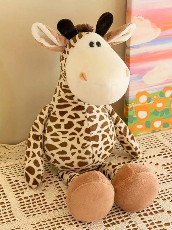 1 pieza Adorable muñeca de jirafa de peluche, Muñeca animal de la jungla de 35 cm de tamaño mediano, Animales de peluche, Jirafas, Jirafa nocturna, Coco Melon, Jirafa > Peluche