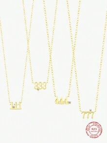 MODIAN 925 Sterling Silver Simple Digit Stackable Fashion Necklaces Gold Color Adjustable Exquisite Pendant For Women Jewelry - Gold - View 1