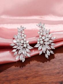Cubic Zirconia Decor Earrings - Silver - View 7