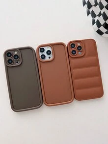 3 Piezas Funda Para Teléfono Iphone Color Sólido Esmerilado Simple - Marrón - Ver 4