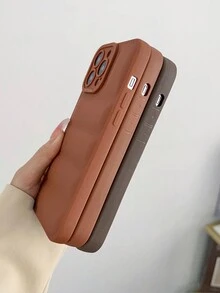 3 Piezas Funda Para Teléfono Iphone Color Sólido Esmerilado Simple - Marrón - Ver 3