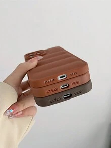 3 Piezas Funda Para Teléfono Iphone Color Sólido Esmerilado Simple - Marrón - Ver 2