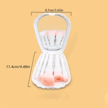 1 Conjunto De Pincéis De Maquiagem Com Padrão De Concha Branca E Espelho, Conjunto De Pincéis Mini Portátil