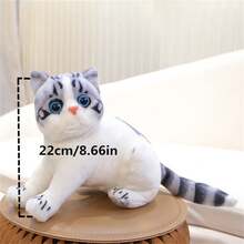 1隻可愛逼真的灰貓花束填充玩具,適合女孩生日、情人節禮物,卡通貓形靠墊,客廳裝飾品,動物主題園區服飾配件