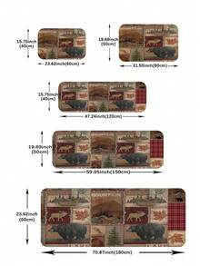 1個田園小木屋浴室地墊,熊麋鹿野生動物小木屋湖山林楓葉釣魚鄉村風格廚房,可機洗,淋浴墊,客廳臥室入口門墊,房間裝飾、浴室配件 - 彩色 - 查看 2