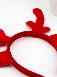 1个女士鹿角耳形圣诞发箍，带包装袋，适合日常佩戴，女士发带发饰 - 紅色 - 查看 4