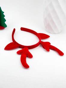1个女士鹿角耳形圣诞发箍，带包装袋，适合日常佩戴，女士发带发饰 - 紅色 - 查看 3