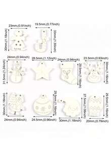50 件 2-3.2 公分混合圖案木製聖誕吊墜(聖誕老人/馴鹿/雪人)適合 Diy 工藝品、聖誕樹和家居裝飾、兒童派對和新年禮物