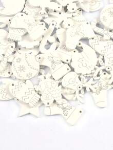 50 件 2-3.2 公分混合圖案木製聖誕吊墜(聖誕老人/馴鹿/雪人)適合 Diy 工藝品、聖誕樹和家居裝飾、兒童派對和新年禮物