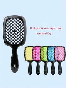 1入款黑色寬齒氣墊按摩梳,適用於濕髮或乾髮梳理脫結