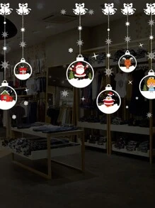 1pc Christmas Decoration Wall Sticker Window Glass Sticker For Restaurant Party Decoration - Multicolor - View 1