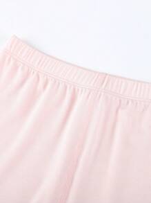 Annil Boys And Girls' Autumn Moisture Absorption And Heat Storage 3A Antibacterial Home Long Sleeve Pajama Set Pink