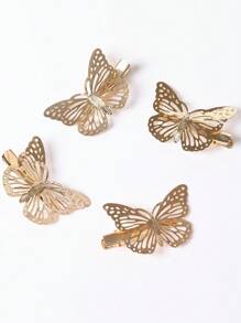 Clip de pelo de mariposa 4pcs - Dorado - Ver 3