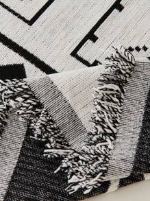 黑白方格多邊形復古文學 Chenille 沙發套,全季通用,防寵物,防污漬,可反複使用,適用於書房、臥室、客廳、沙發的通用沙發巾 - 黑與白 - 查看 5