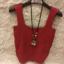 Women Knit Tops - 紅色 - 查看 1