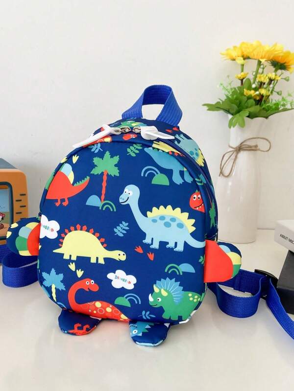 Mochila Infantil Com Estampa De Dinossauro Cartoon, Bolsa Escolar Adorável Para Meninos