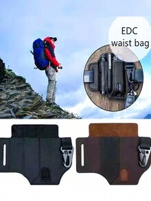 1pc PU Leather Tool Bag, Multitool Sheath, Outdoor Multitool Kits,  Portable Storage For Outdoor Camping & Hunting, Secure And Convenient Tool Holder, Accessories Storage Bag, Waist Bag For Work And Daily Use, Gifts For Men - Black - View 8